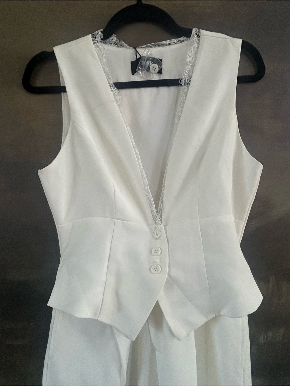 NWT Cider Sleeveless White Jumpsuit with Tailored Vest - Picture 3 of 14